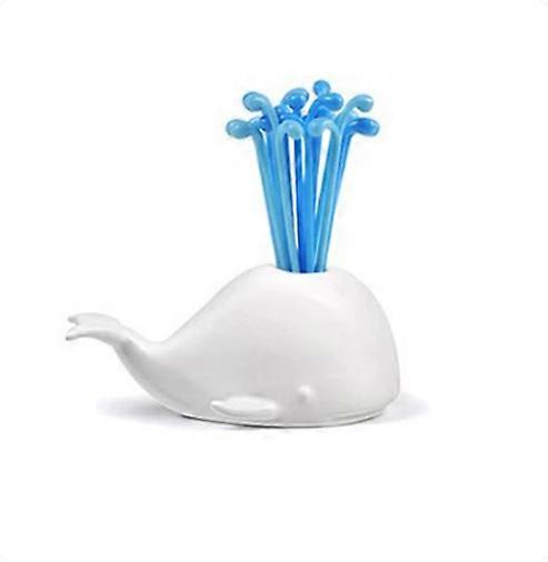 Fruit sign,16 Pcs/Set Cute White Whale Fruit Fork Cake Snack Food Fruit Dessert Pick Toothpick New
